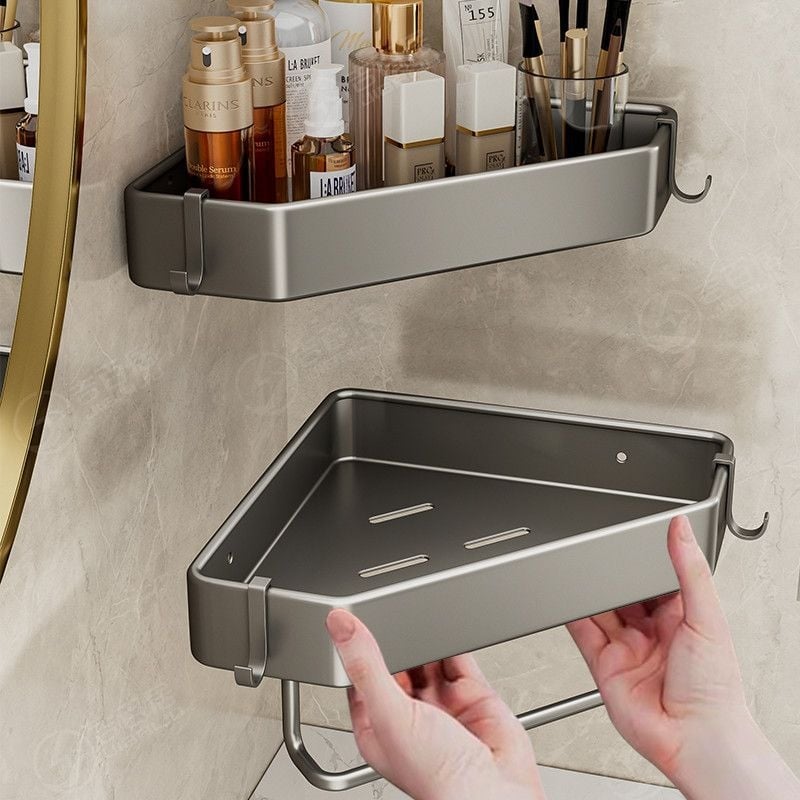 Raft de baie de colț montat pe perete, din plastic perforat, trei niveluri, stil Nordic, certificat CE, încărcare 1–3 kg