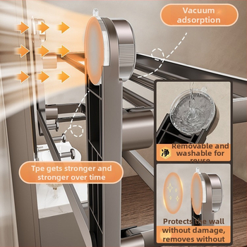 Raft de prosoape cu ventuze pentru baie, din oțel carbon, fără găuri, 1 etaj, stil minimalist modern