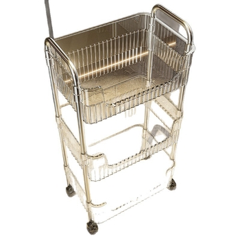 Πλαστικό διαφανές πολυεπίπεδο ράφι αποθήκευσης μπάνιου, 4 επίπεδα, φορητό, χωρίς εγκατάσταση, με εθνοτικό στυλ, για μακιγιάζ, κουζίνα και γραφείο