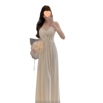 Set de pijamale din mătase cu dantelă, fără mâneci, țesătură groasă cu blană de iepure