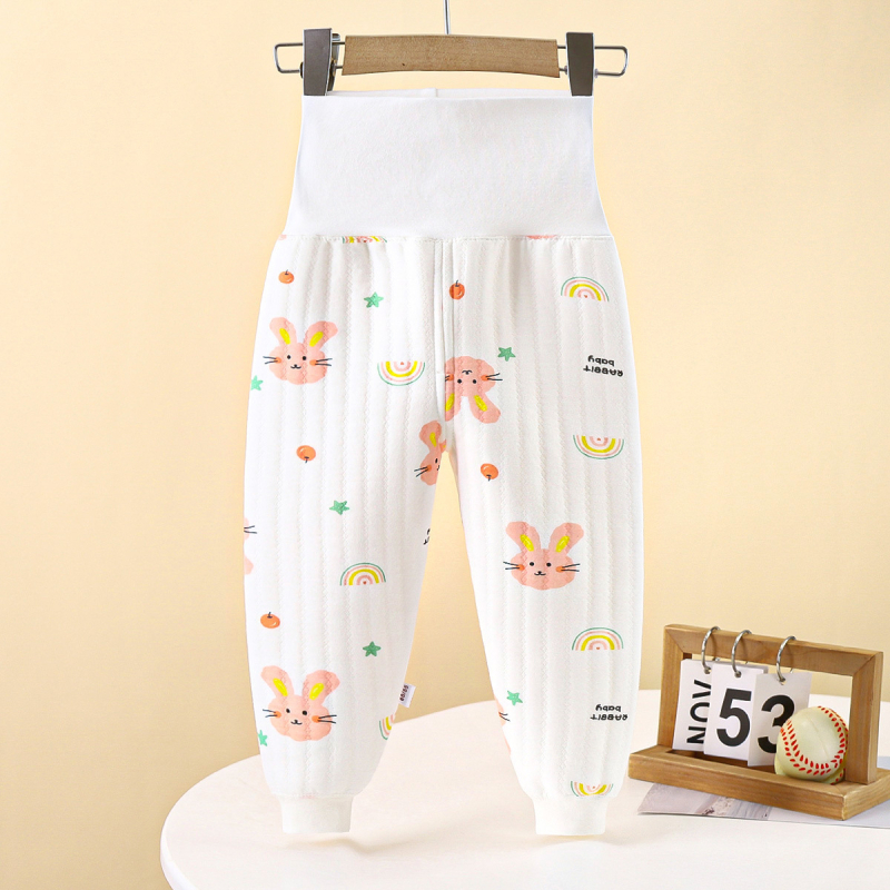 Bērnu kokvilnas siltās bikses, unisex, augsta vidukļa, ziemas lietošanai, 1–3 gadi, 99% kokvilna