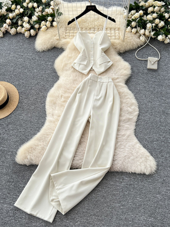 Γυναικείο καλοκαιρινό παντελόνι-κοστούμι, 3D μοτίβο, ύφασμα σπαντέξ, ανάμειξη 30-50%, υψηλή μέση, φαρδιά παντελόνια