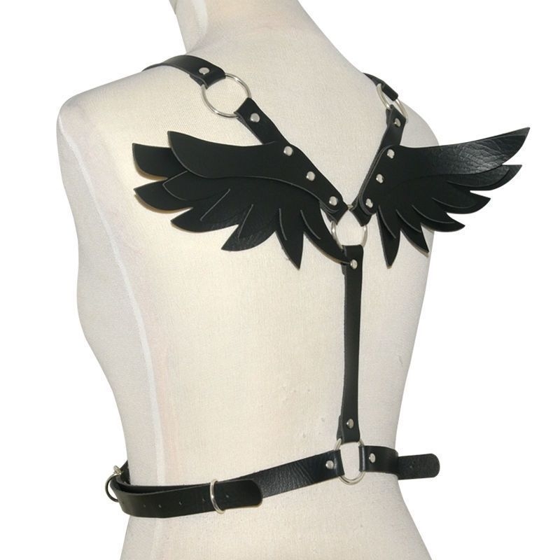 PU kožni set pojaseva s anđelovim krilima, unisex, prilagodljiva duljina, proljeće 2023