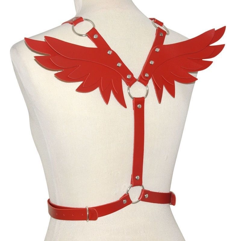 PU kožni set pojaseva s anđelovim krilima, unisex, prilagodljiva duljina, proljeće 2023
