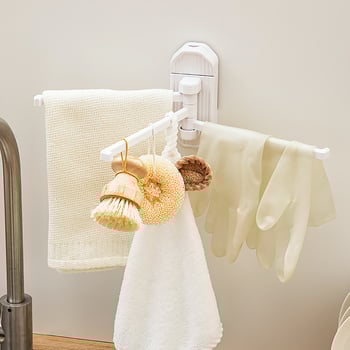 Κρεμάστρα πετσέτας με βεντούζα, περιστρεφόμενη, χωρίς διάτρηση, τοίχος, πλαστικό, φορτίο 1 kg