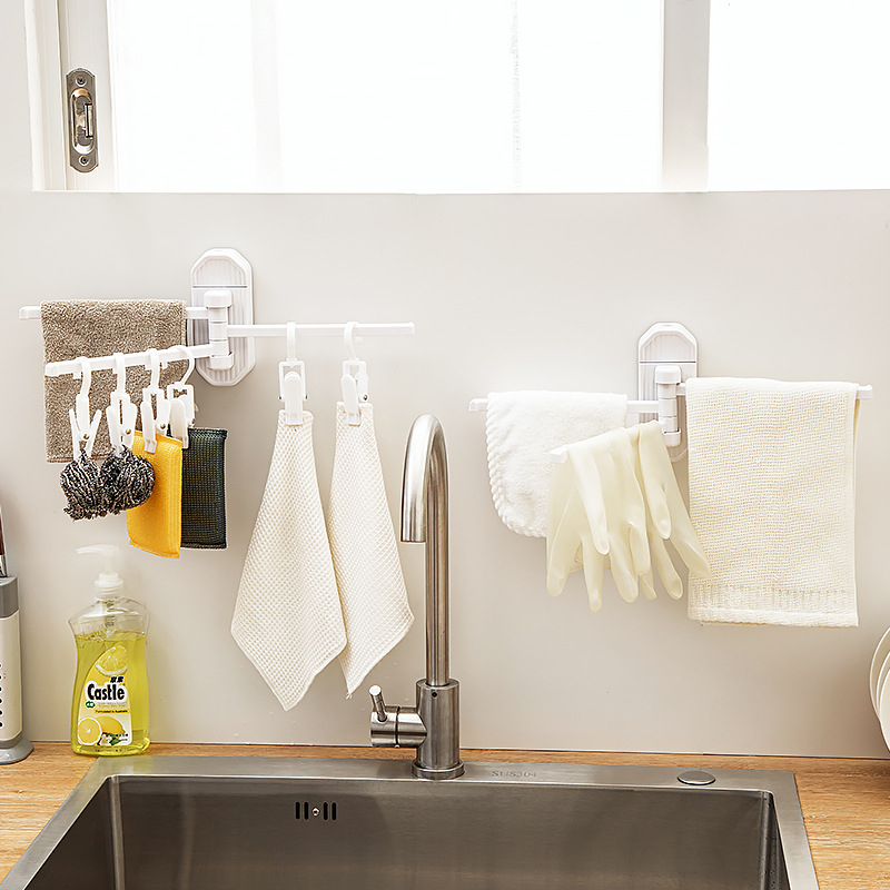 Κρεμάστρα πετσέτας με βεντούζα, περιστρεφόμενη, χωρίς διάτρηση, τοίχος, πλαστικό, φορτίο 1 kg