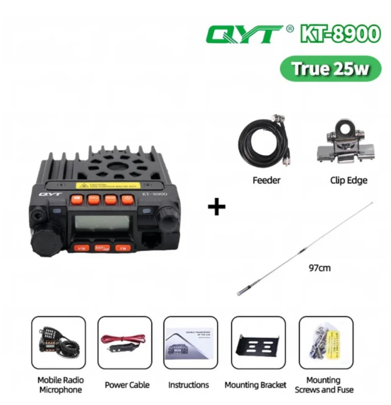 Quan Yitong QYTKT8900 automobilna radiostanica, 25W, raspon frekvencija 136–174/400–480 MHz, domet iznad 50 km, funkcija protiv smetnji, bez baterije