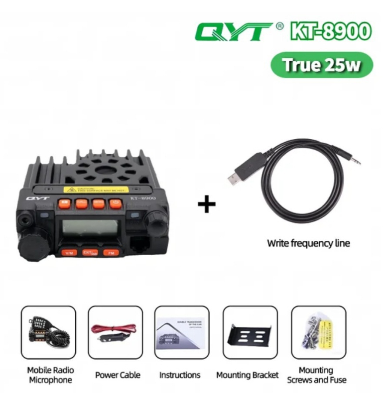 Quan Yitong QYTKT8900 automobilna radiostanica, 25W, raspon frekvencija 136–174/400–480 MHz, domet iznad 50 km, funkcija protiv smetnji, bez baterije
