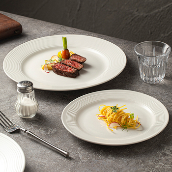 Keramički tanjur za večeru, okrugli, jedne boje, moderni minimalistički stil, pogodan za mikrovalnu pećnicu