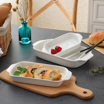 Porcelanska ovalna ploča za pečenje — mikrovalna sigurnost, jednostavan jednobojni dizajn, moderni minimalistički stil