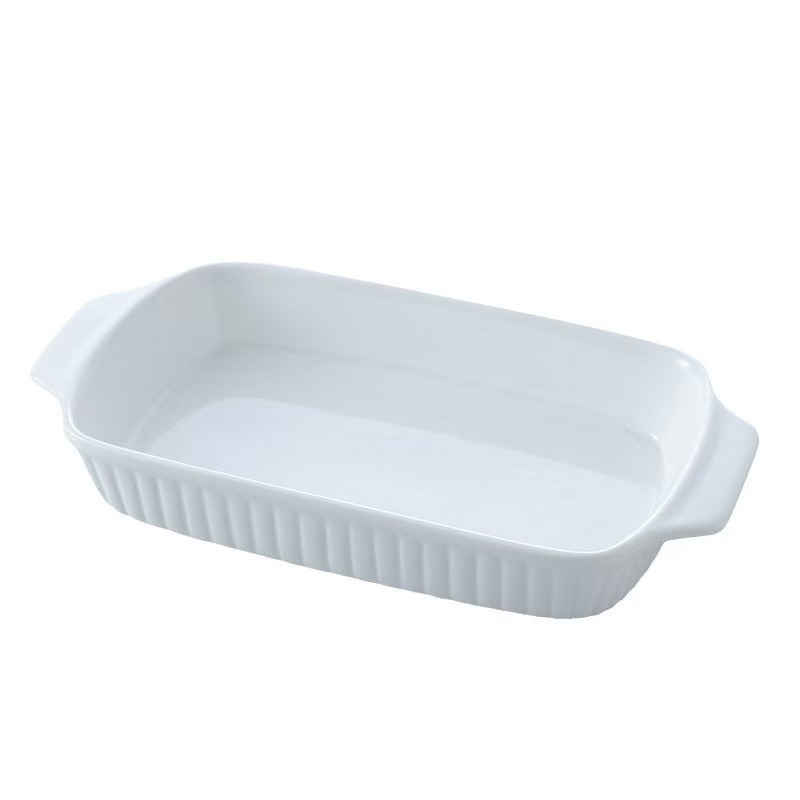 Porcelanska ovalna ploča za pečenje — mikrovalna sigurnost, jednostavan jednobojni dizajn, moderni minimalistički stil