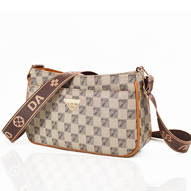 OUNUODA Crossbody torba sa širokim remenom, PVC, horizontalni kvadratni oblik, zatvarač, poliester podstava