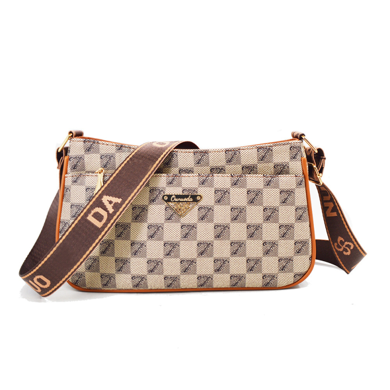 OUNUODA Crossbody torba sa širokim remenom, PVC, horizontalni kvadratni oblik, zatvarač, poliester podstava