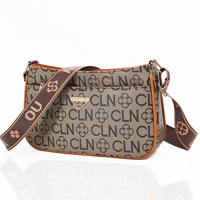 OUNUODA Crossbody torba sa širokim remenom, PVC, horizontalni kvadratni oblik, zatvarač, poliester podstava