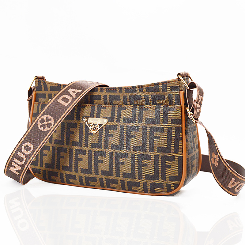 OUNUODA Crossbody torba sa širokim remenom, PVC, horizontalni kvadratni oblik, zatvarač, poliester podstava