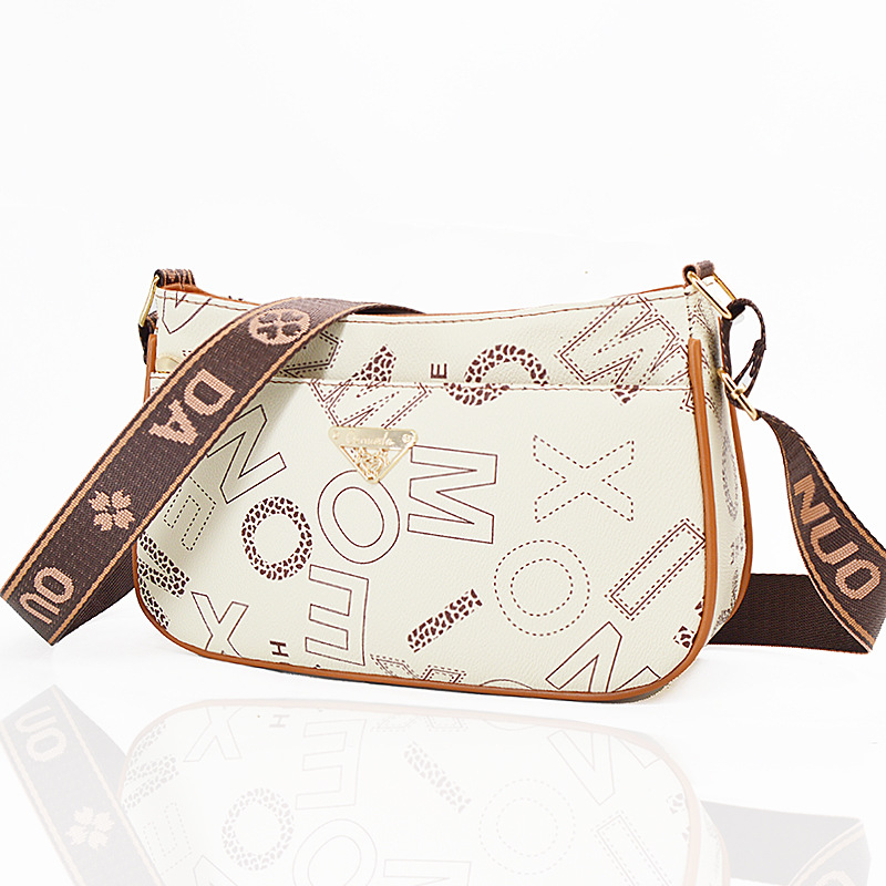 OUNUODA Crossbody torba sa širokim remenom, PVC, horizontalni kvadratni oblik, zatvarač, poliester podstava