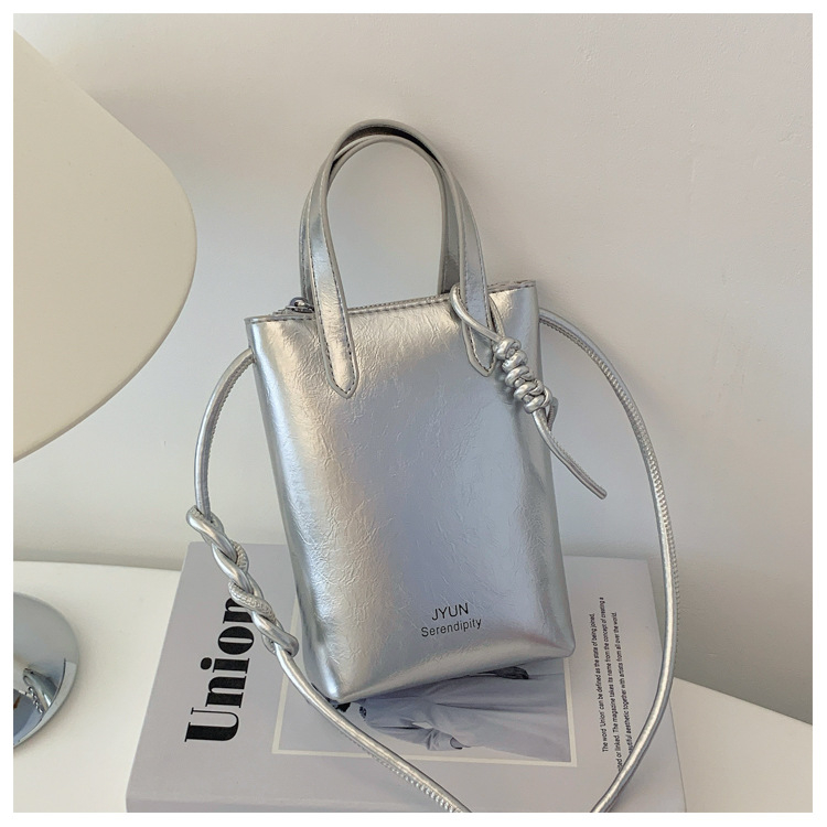 PU anyagú lágy bucket táska nőknek, cipzáras nyitás, rejtett cipzáras zseb, horizontális négyszögletes forma