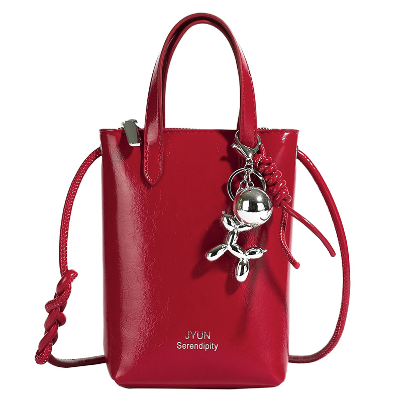 PU anyagú lágy bucket táska nőknek, cipzáras nyitás, rejtett cipzáras zseb, horizontális négyszögletes forma