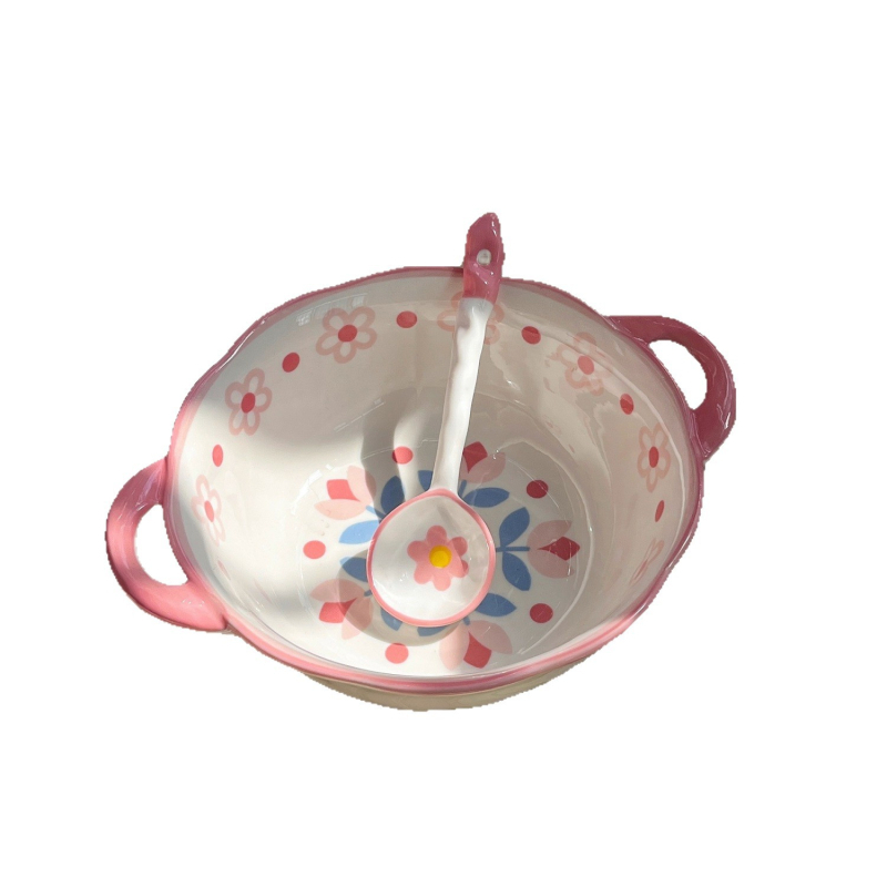 Dora Garden 2-dijelni set zdjela za juhu, 1,2 L, dvostruke ručke, kostni porculan, mikrovalna kompatibilno