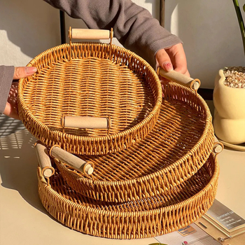 Δίσκος φρούτων από ράτταν με καλαθάκι πρωινού — premium, απλό στυλ, μάρκα Friendly, κυκλοφορία άνοιξη 2025