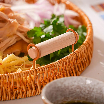 Δίσκος φρούτων από ράτταν με καλαθάκι πρωινού — premium, απλό στυλ, μάρκα Friendly, κυκλοφορία άνοιξη 2025