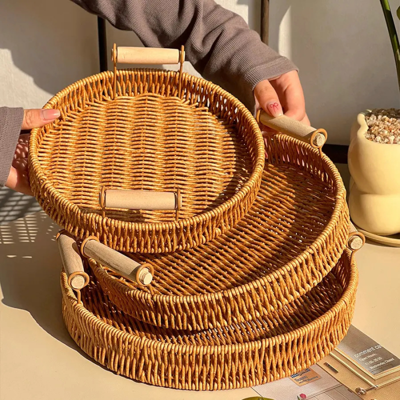 Δίσκος φρούτων από ράτταν με καλαθάκι πρωινού — premium, απλό στυλ, μάρκα Friendly, κυκλοφορία άνοιξη 2025