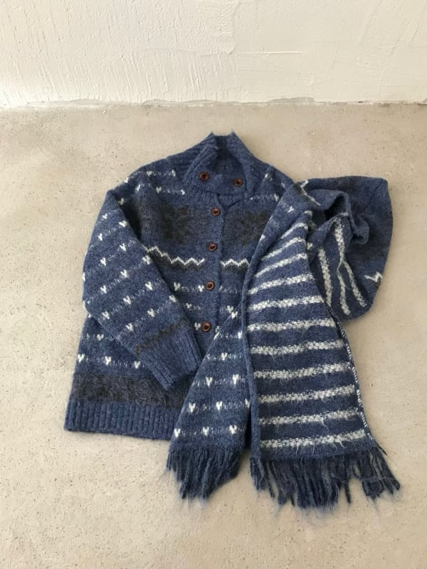 Дамски корейски стил плетен кардиган със снежен жакард и шал, джобове, за есен-зима