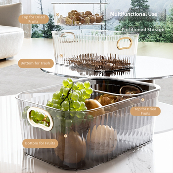 Πλαστικό καλάθι φρούτων με διπλό δίσκο αποστράγγισης, απλός σχεδιασμός, μάρκα Sheng, προϊόν από το 2023, ποιότητα πρώτης κατηγορίας, κατάλληλο για οικιακή χρήση (ξηροί καρποί και αποξηραμένα φρούτα)