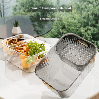 Πλαστικό καλάθι φρούτων με διπλό δίσκο αποστράγγισης, απλός σχεδιασμός, μάρκα Sheng, προϊόν από το 2023, ποιότητα πρώτης κατηγορίας, κατάλληλο για οικιακή χρήση (ξηροί καρποί και αποξηραμένα φρούτα)