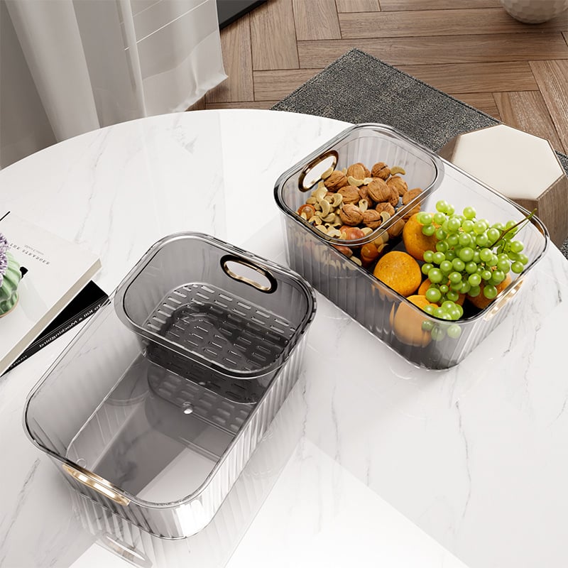 Πλαστικό καλάθι φρούτων με διπλό δίσκο αποστράγγισης, απλός σχεδιασμός, μάρκα Sheng, προϊόν από το 2023, ποιότητα πρώτης κατηγορίας, κατάλληλο για οικιακή χρήση (ξηροί καρποί και αποξηραμένα φρούτα)