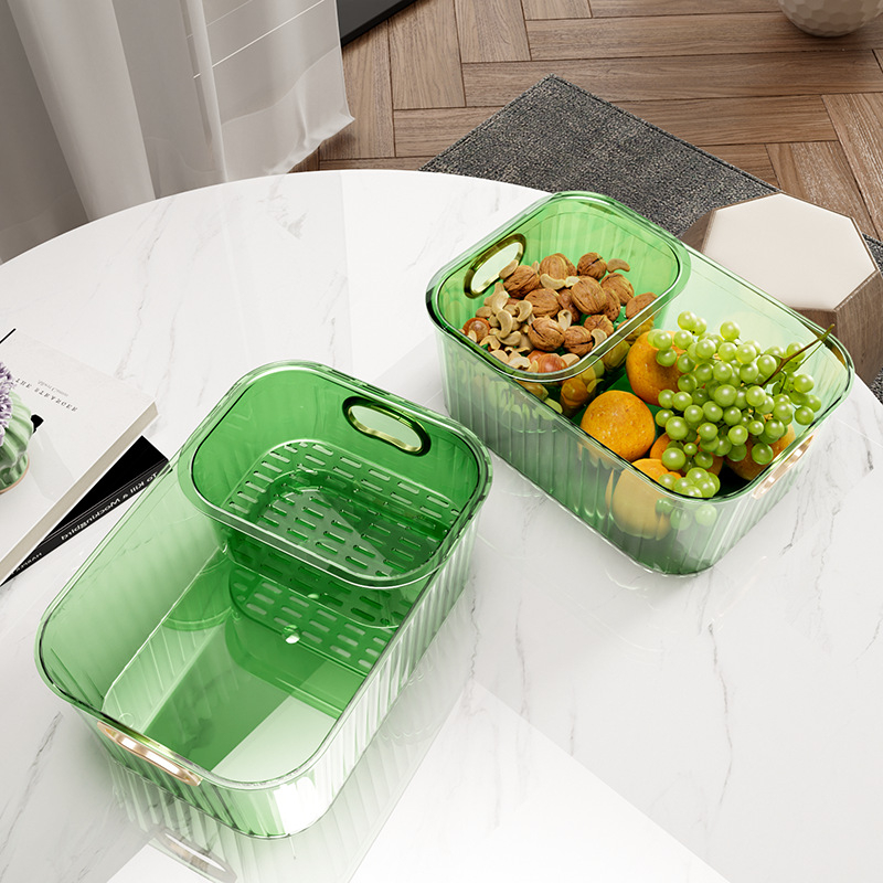 Πλαστικό καλάθι φρούτων με διπλό δίσκο αποστράγγισης, απλός σχεδιασμός, μάρκα Sheng, προϊόν από το 2023, ποιότητα πρώτης κατηγορίας, κατάλληλο για οικιακή χρήση (ξηροί καρποί και αποξηραμένα φρούτα)