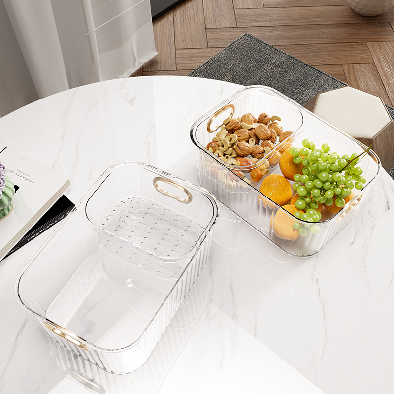 Πλαστικό καλάθι φρούτων με διπλό δίσκο αποστράγγισης, απλός σχεδιασμός, μάρκα Sheng, προϊόν από το 2023, ποιότητα πρώτης κατηγορίας, κατάλληλο για οικιακή χρήση (ξηροί καρποί και αποξηραμένα φρούτα)