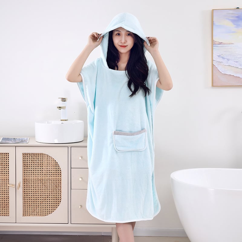 Ρόμπα μπάνιου από κοραλλένιο φλίς για ενήλικες και παιδιά, με κουκούλα, unisex, σετ γονέα-παιδιού, γρήγορο στέγνωμα και υψηλή απορροφητικότητα; ύφασμα: κοραλλένιο φλίς; βασικό υλικό: πολυεστέρας 85%