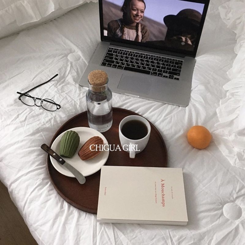 Ins-stil masivno drveni okrugli pladanj – japanski stil drveni spremnik za kavu i voće, moderan minimalistički dizajn