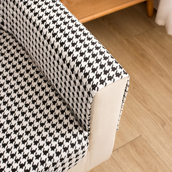 Navlaka za naslonjač s uzorkom houndstooth, džep za pohranu, otporna na grebanje mačaka, minimalistički modern dizajn, protuklizno