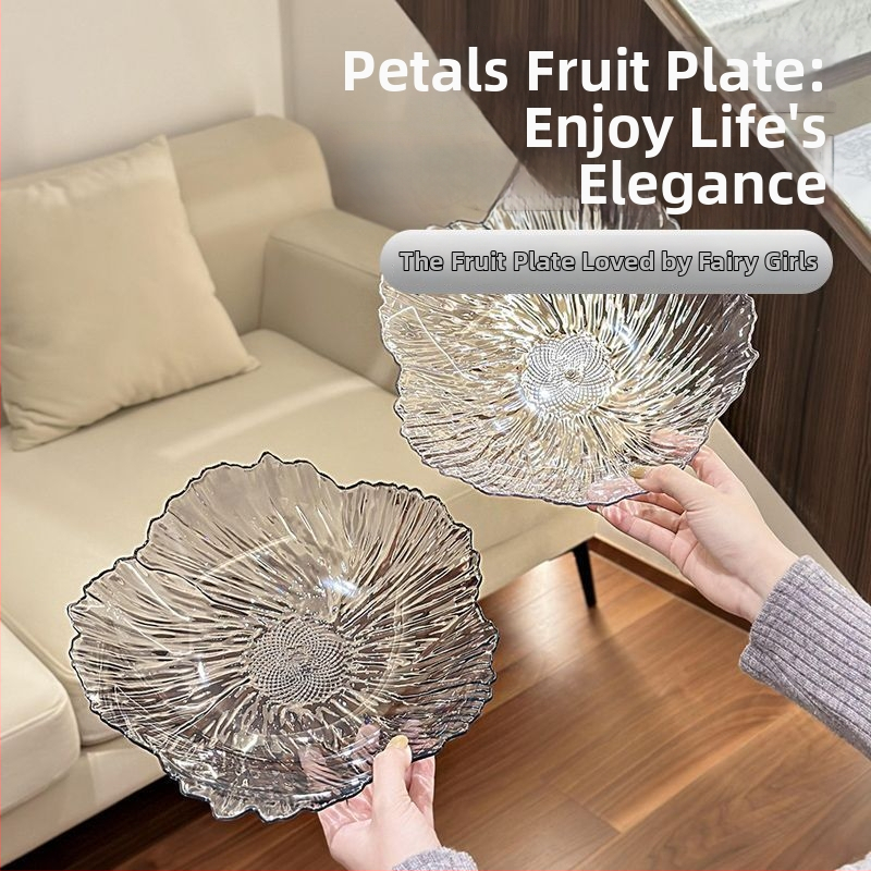 Šiaurietiškai modernus vaisių padėklas gėlės formos, kristalo plastiko lėkštė su perliniu spindesiu, rankų darbo, įpakuotas PP maišelyje
