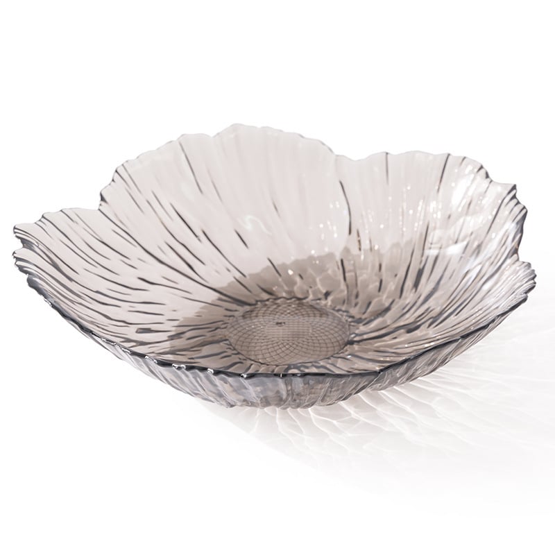Šiaurietiškai modernus vaisių padėklas gėlės formos, kristalo plastiko lėkštė su perliniu spindesiu, rankų darbo, įpakuotas PP maišelyje