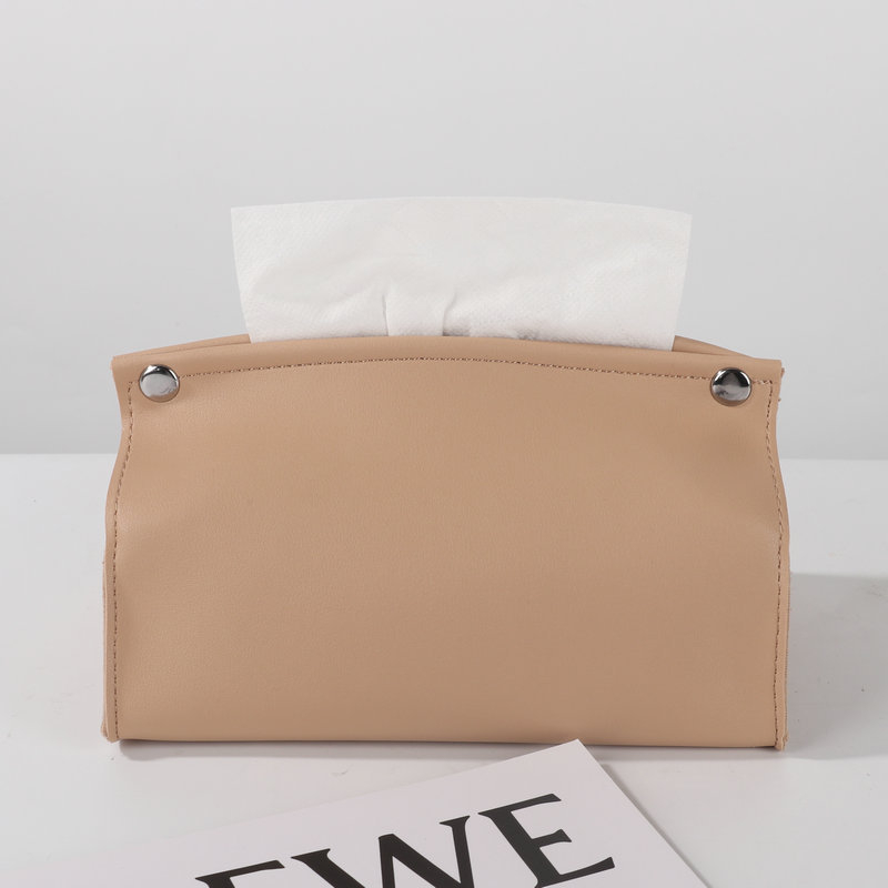 Ādas salvetes kaste – minimālistisks mūsdienīgs dizains, modelis plakts atvērums vai V-atvērums, piemērots auto, dzīvojamai istabai un vannas istabai, 100 gab./kaste, logotipa drukāšana un pielāgošana