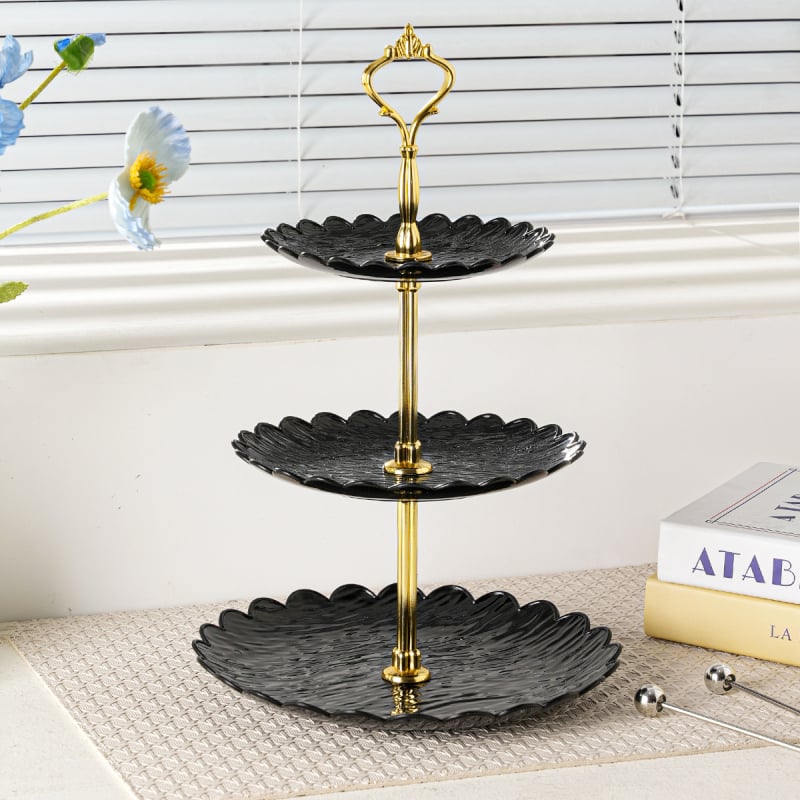 Háromszintes desszert-állvány PP-anyagból, Dongjun márka, modern minimalist stílus