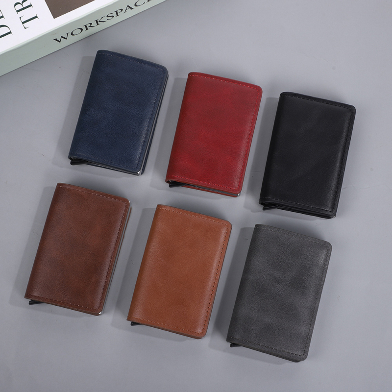 RFID kártyatartó uniszex – PU anyag, belső szintetikus bőr, lopás elleni védelem, mindennapi használat, 2025 tavasza