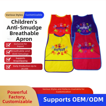 Bērnu ūdensnecaurlaidīgs garās piedurknes apģērbs ar roku zīmētu rakstu, no poliestera, viens izmērs, vecuma 3–8 gadi