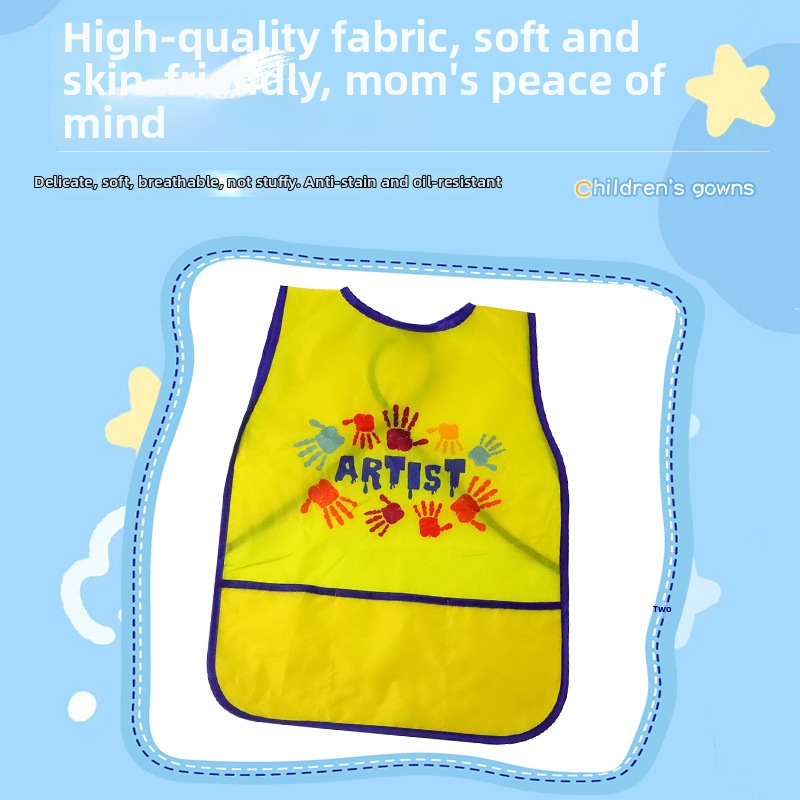 Bērnu ūdensnecaurlaidīgs garās piedurknes apģērbs ar roku zīmētu rakstu, no poliestera, viens izmērs, vecuma 3–8 gadi