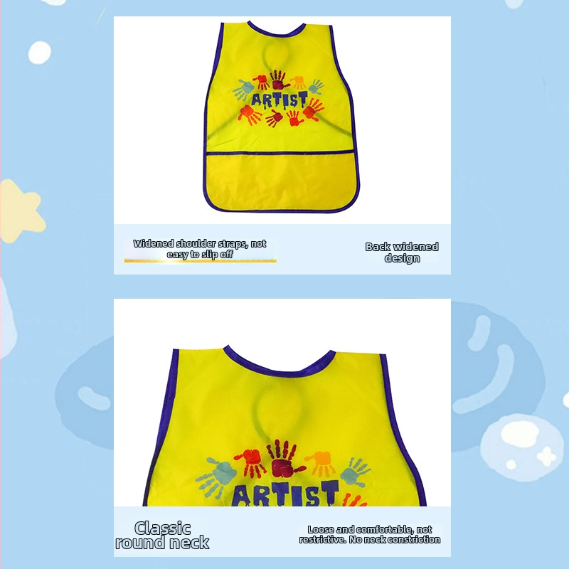 Bērnu ūdensnecaurlaidīgs garās piedurknes apģērbs ar roku zīmētu rakstu, no poliestera, viens izmērs, vecuma 3–8 gadi