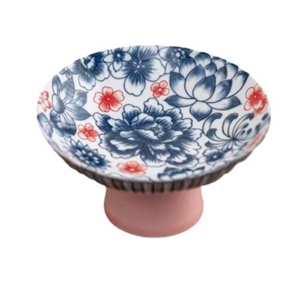 Πορσελάνινο πιάτο φρούτων, κινεζικού στυλ, με υψηλή βάση, διακόσμηση υπό γλάσο, Zhuo Zhong