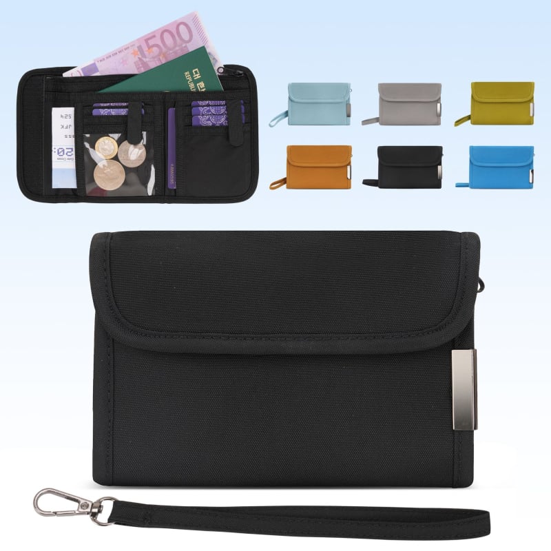 RFID zaštita kartica i dokumenata, višenamjenska torbica za novčanicu i dokumente, torbica za putovnicu, najlon materijal, unisex, stil opuštenog putovanja, proljeće 2025