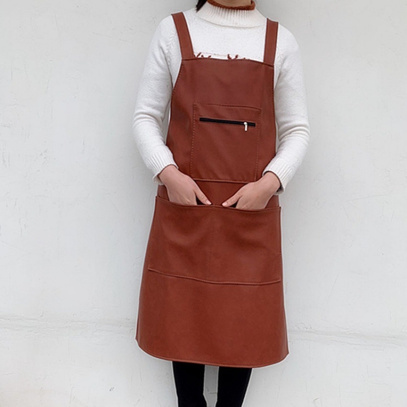 PU bőr konyhai kötény, fröccsenésálló és olajálló, porálló