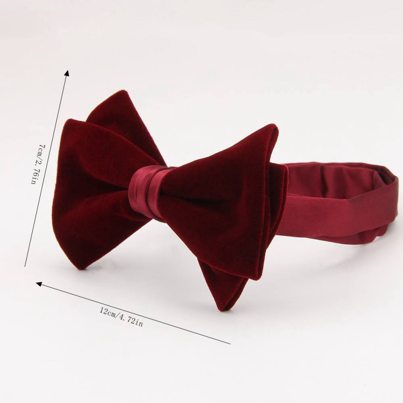 Set papion retro și batistă de buzunar din poliester – monocrom, formă săgeată, pentru bărbați, ambalaj separat