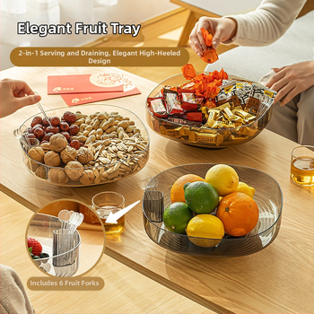 Nachuan műanyag gyümölcstál, átlátszó, lefolyó, magas lábbal – könnyed luxus dizájn otthonra, gyümölcsökhöz, édességekhez és nassolnivalókhoz