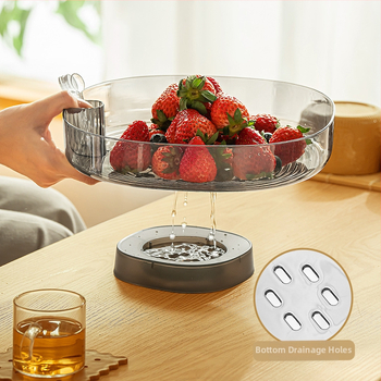 Nachuan műanyag gyümölcstál, átlátszó, lefolyó, magas lábbal – könnyed luxus dizájn otthonra, gyümölcsökhöz, édességekhez és nassolnivalókhoz