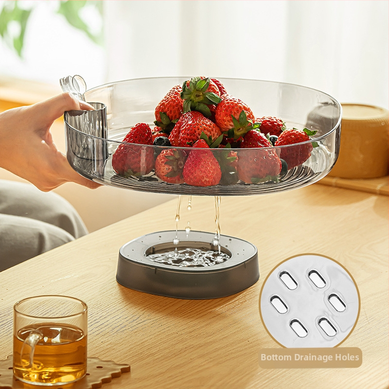 Nachuan műanyag gyümölcstál, átlátszó, lefolyó, magas lábbal – könnyed luxus dizájn otthonra, gyümölcsökhöz, édességekhez és nassolnivalókhoz